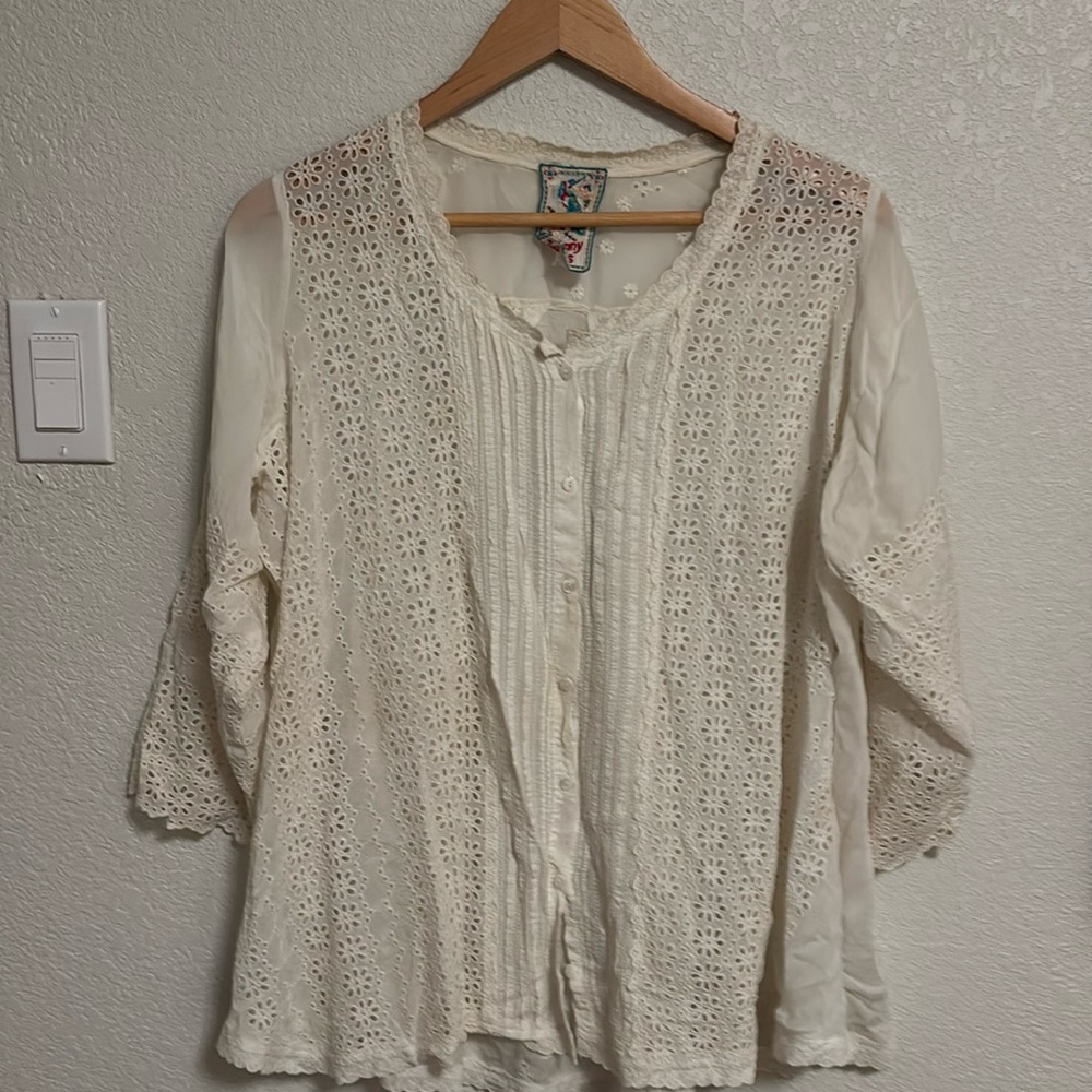 johnny was white embroidered blouse medium